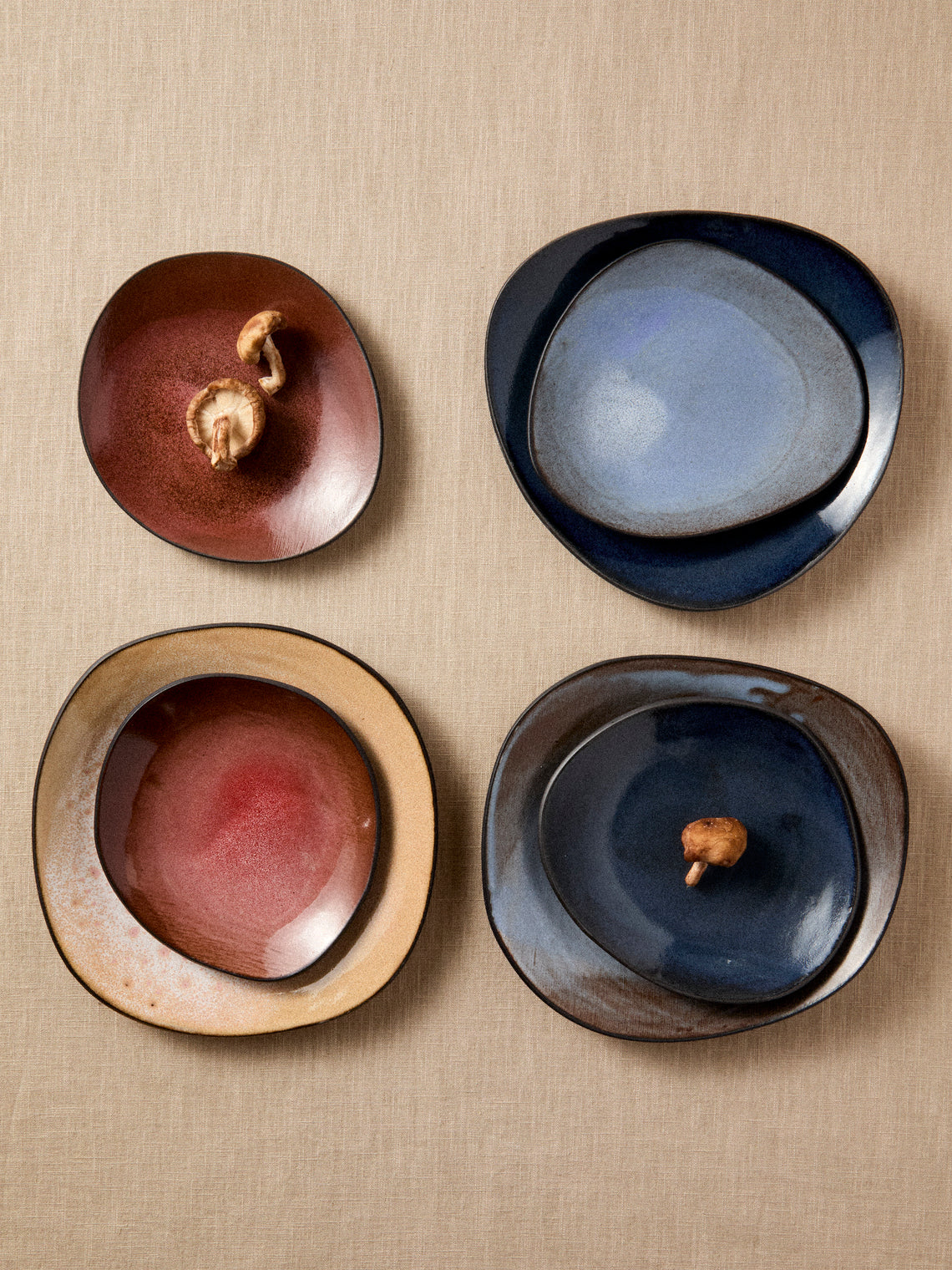 Hana Karim Studio - Hand-Built Stoneware Dessert / Salad Plates — 8in/20cm (Set of 4) - Multiple - ABASK