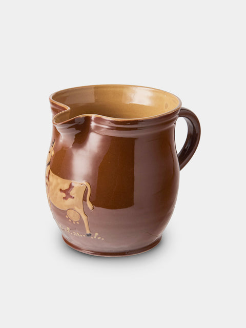 Poterie d’Évires - Cows Hand-Painted Ceramic Medium Jug - Light Brown - ABASK - 
