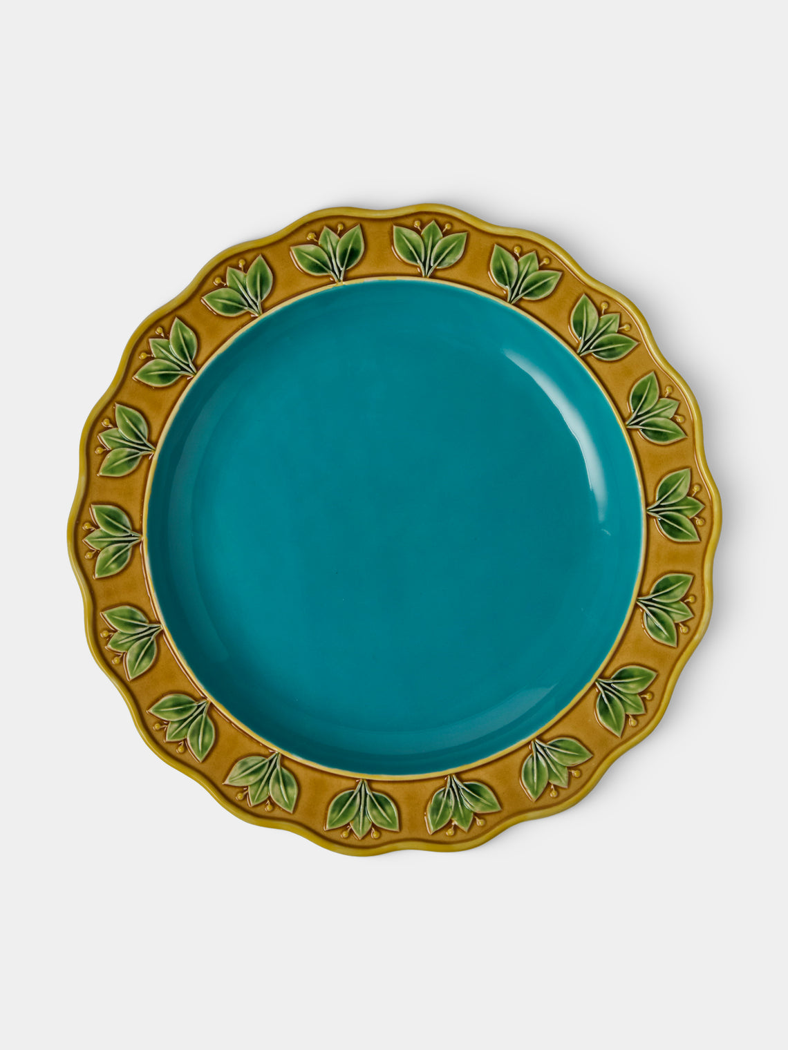 Verdolini - Chestnut Hand-Painted Majolica Ceramic Cake Stand - Blue - ABASK