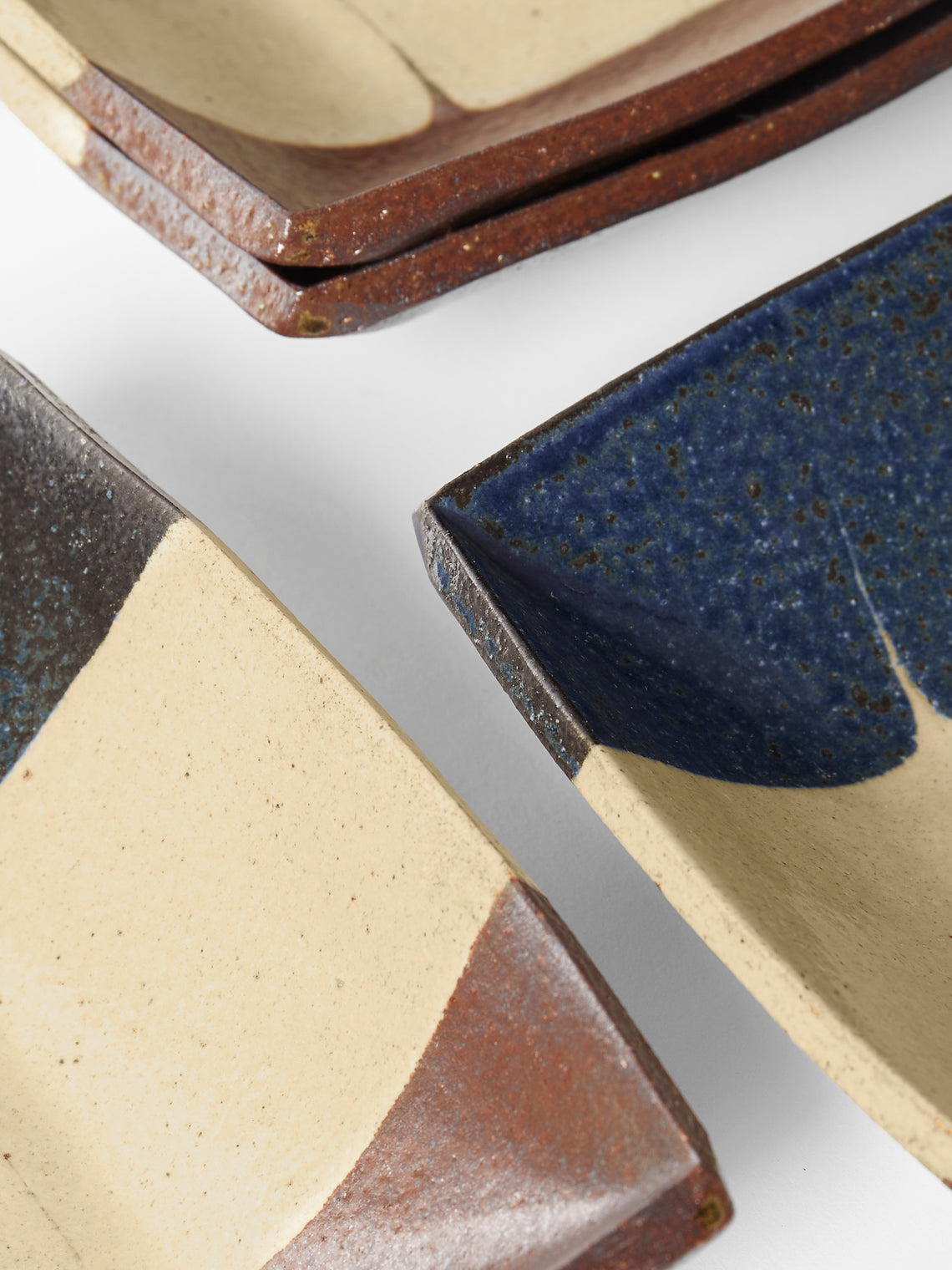 Makidani-gama - No. 1 Nerikomi Ceramic Square Bowls (Set of 4) - Multiple - ABASK