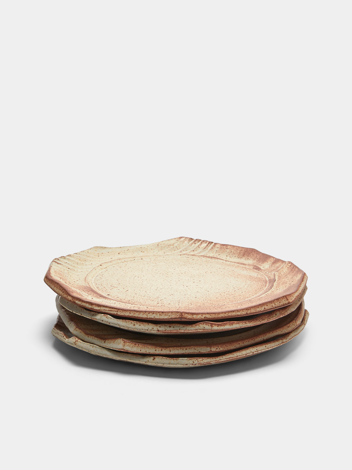 Adam Ross - Hand-Thrown Ceramic Faceted Plates 10.5in/27cm (Set of 4) - Beige - ABASK