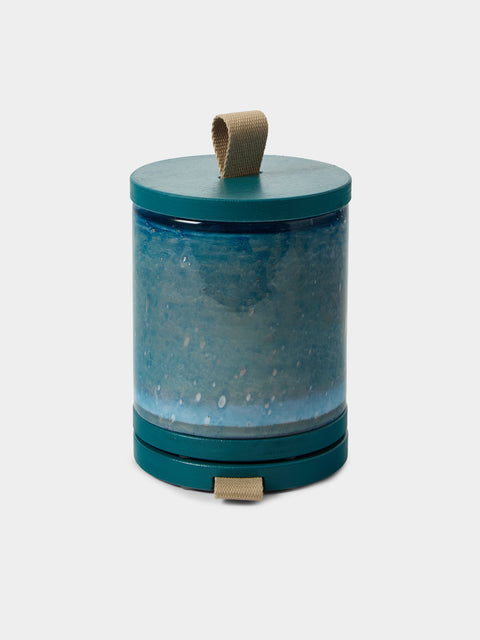 Wannes Antwerp - Antoine Fiji Hand-Blown Glass and Rubberwood Portable Lamp - Blue - ABASK - 