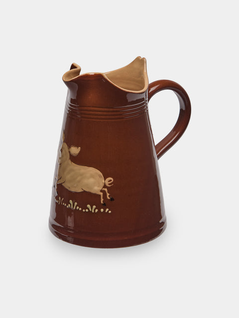 Poterie d’Évires - Pig Hand-Painted Ceramic Milk Jug - Light brown - ABASK - 