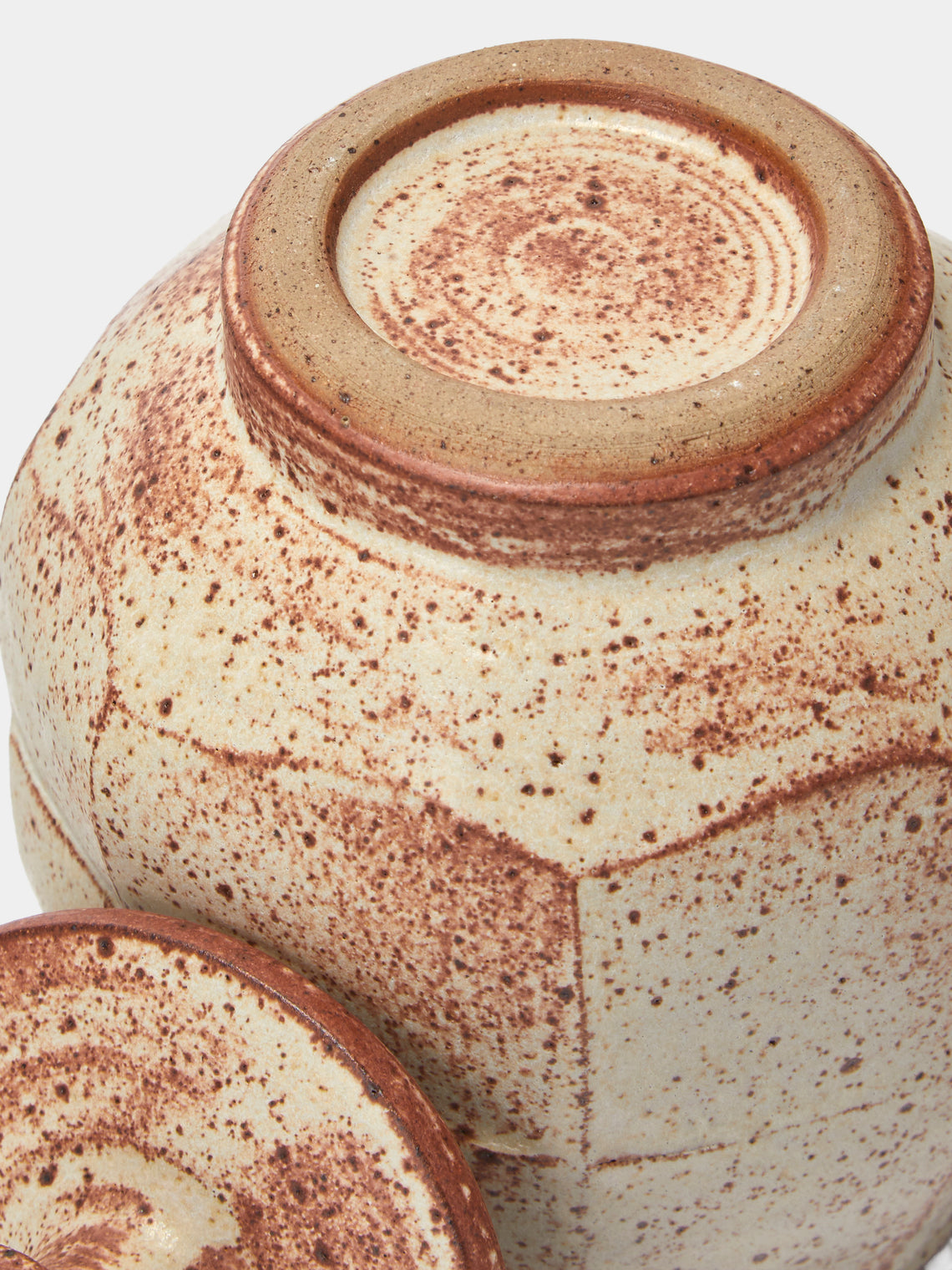 Adam Ross - Hand-Thrown Ceramic Faceted Wide Lidded Jar - Beige - ABASK