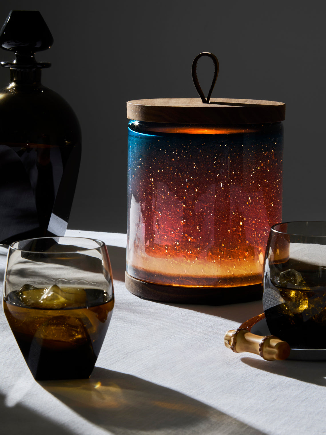 Wannes Antwerp - Antoine Comporta Hand-Blown Glass and Walnut Portable Lamp - Blue - ABASK