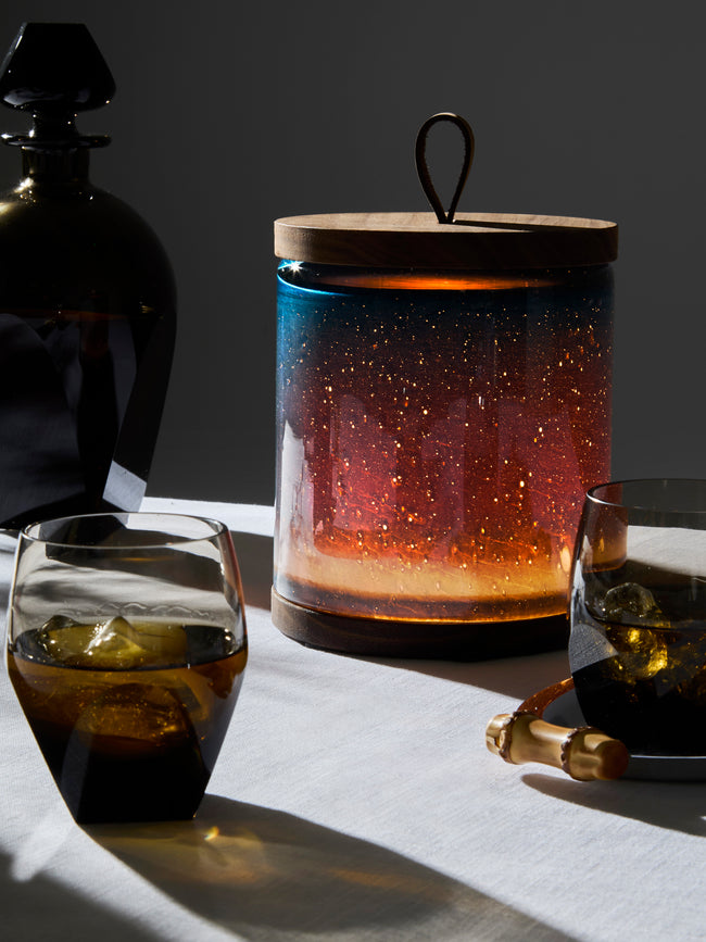Wannes Antwerp - Antoine Comporta Hand-Blown Glass and Walnut Portable Lamp - Blue - ABASK