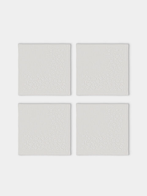 Borgo delle Tovaglie - Venaria Embroidered Linen Napkins (Set of 4) - Ivory - ABASK - 