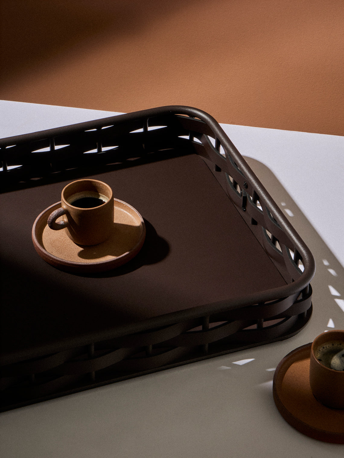 RUDI - Nassa Leather Tray (18.5in/47.5cm) - Dark Brown - ABASK