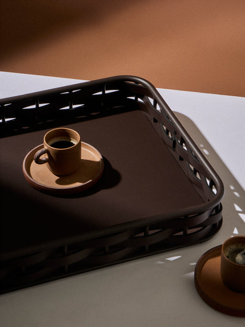 RUDI - Nassa Leather Tray (18.5in/47.5cm) - Dark Brown - ABASK