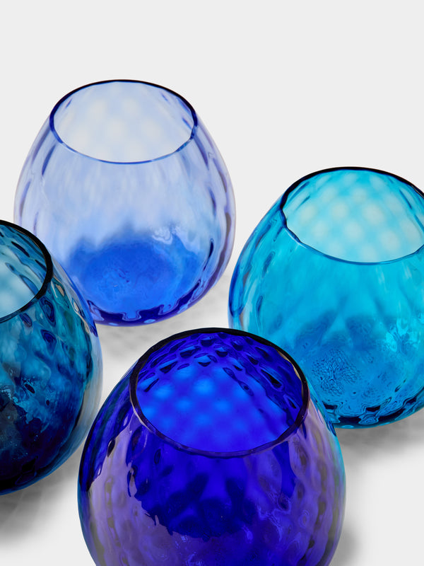 NasonMoretti - Macrame Tealight Holders (Set of 4) - Blue - ABASK
