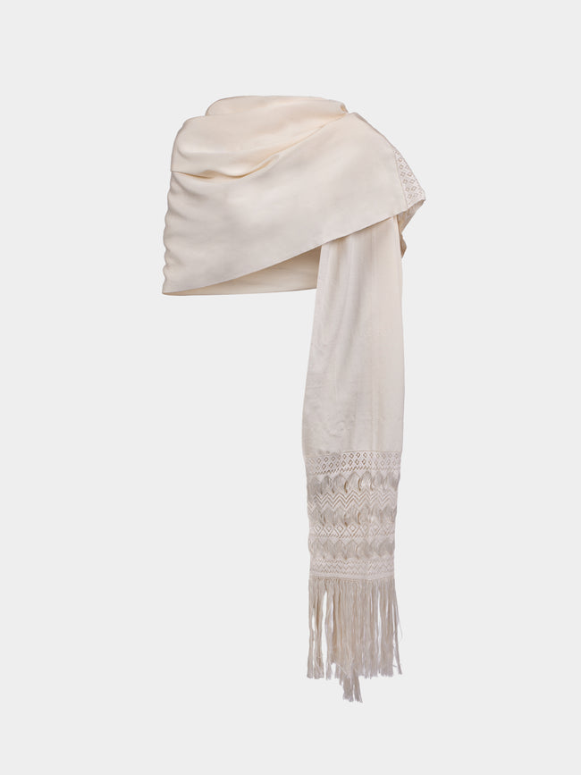 Heirlome - Silk Rebozo (98.5in/2.5m) - Ivory - ABASK