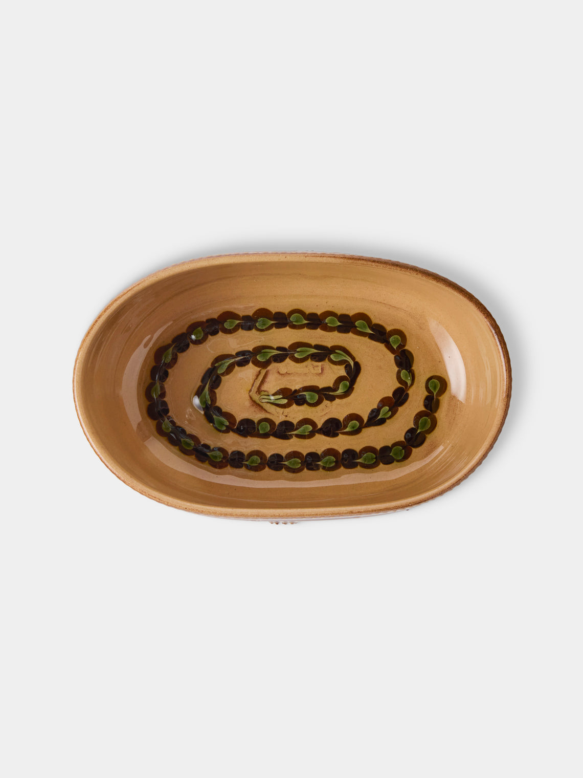 Poterie d’Évires - Flowers Hand-Painted Ceramic Mini Oval Dish - Light Brown - ABASK