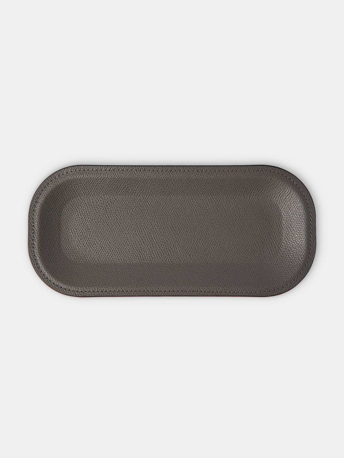 Pinetti - Victor Leather Trinket Tray (9.5in/24cm) - Dark Gray - ABASK - 