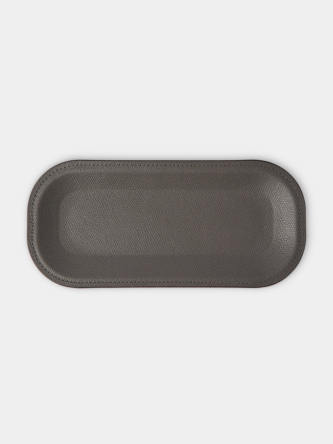 Pinetti - Victor Leather Trinket Tray (9.5in/24cm) - Dark Gray - ABASK - 