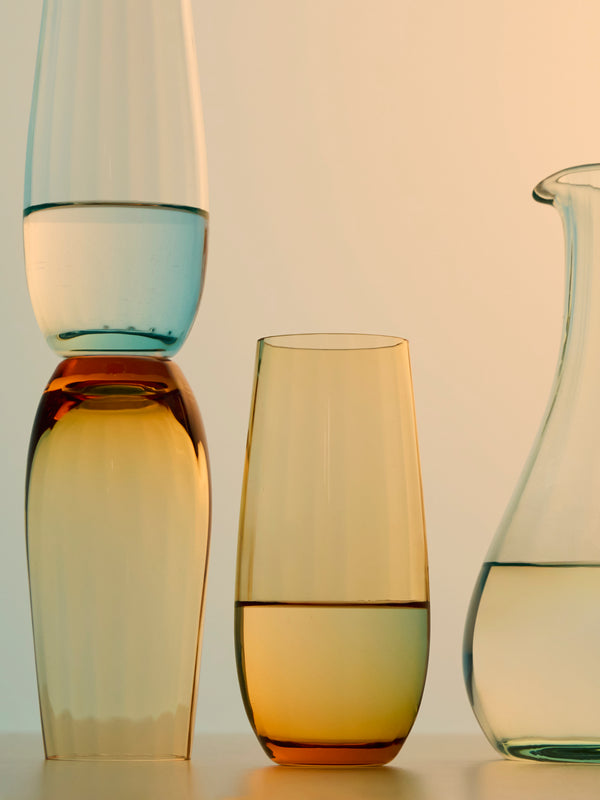 Moser - Optic Hand-Blown Crystal Water Glasses (Set of 2) - Yellow - ABASK