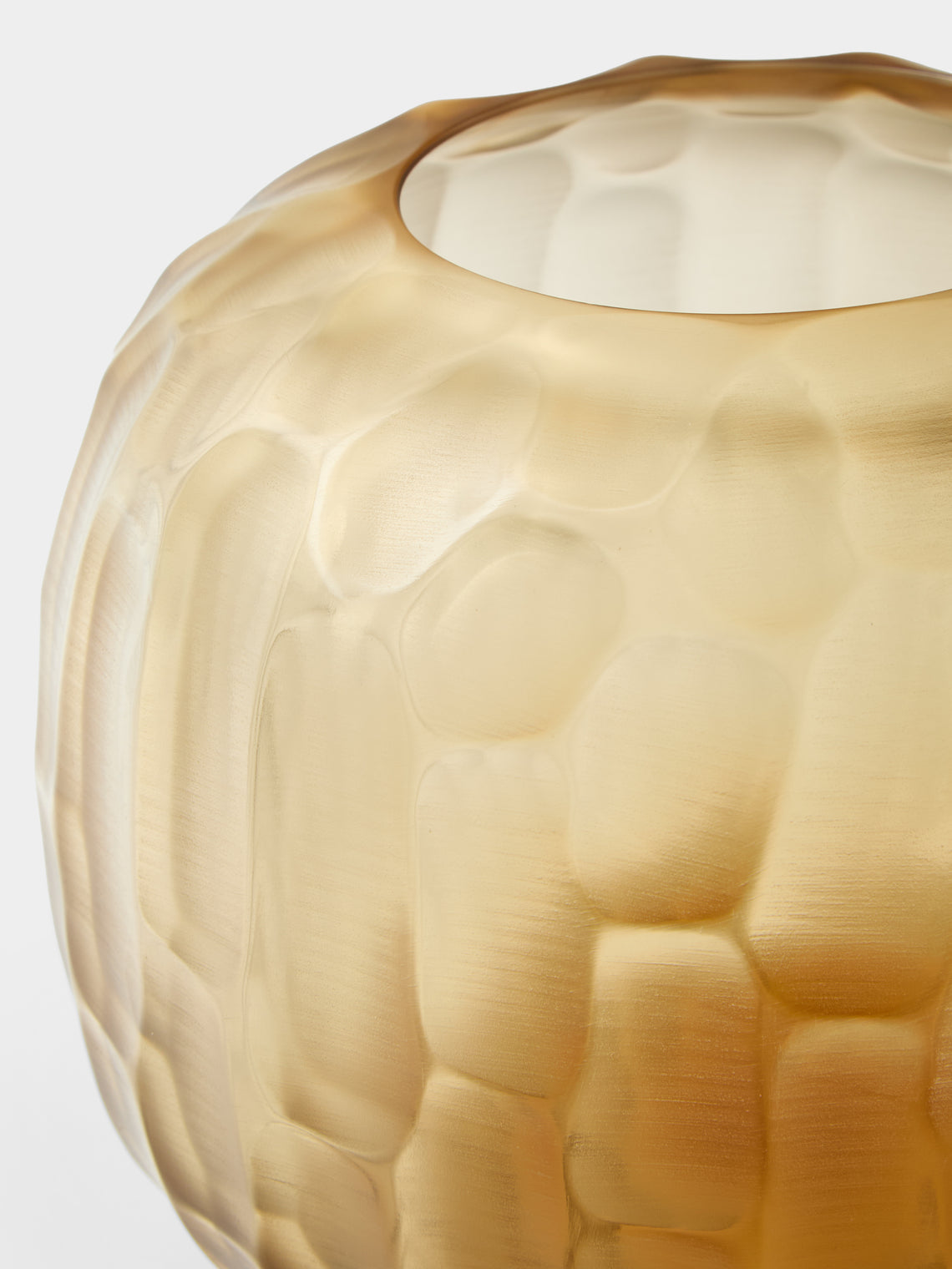 Micheluzzi Glass - Riccio Miele Bamboo Hand-Blown Murano Glass Vase (8.5in/22cm) - Yellow - ABASK