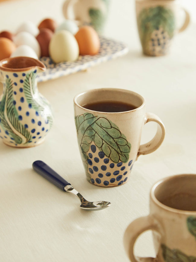 Malaika - Leaves Hand-Painted Ceramic Mugs (Set of 4) -  - ABASK