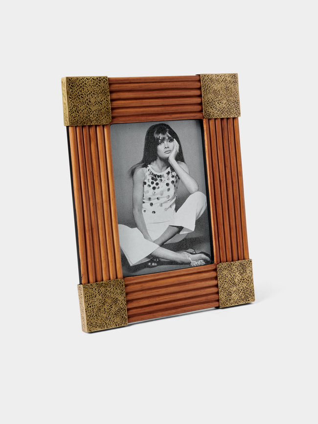Viya - Namsai Brass and Cane Photo Frame (SIZE) - Natural - ABASK - 