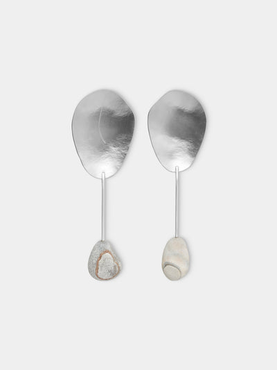 Thalia Maria Silver - Sterling Silver and Pebble Salad Servers (Set of 2) - Silver - ABASK - 