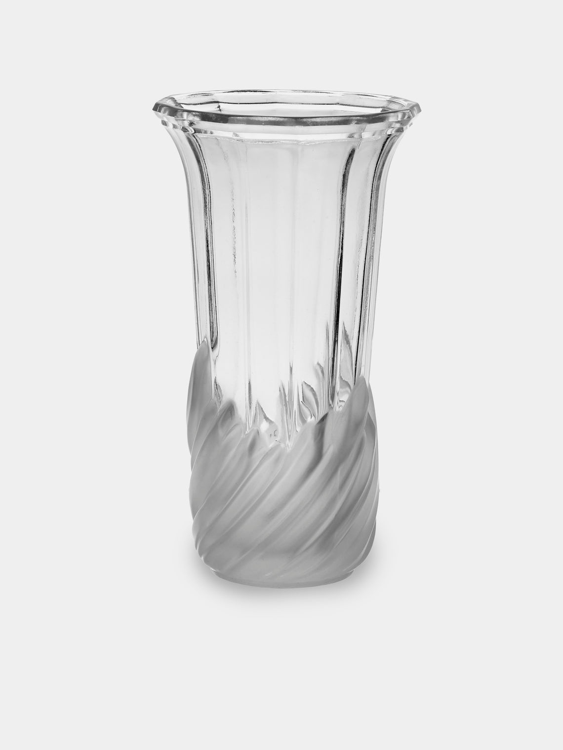 Antique and Vintage - Mid-Century Lalique Leaves Crystal Vase (7in/17.5cm) - Clear - ABASK - 