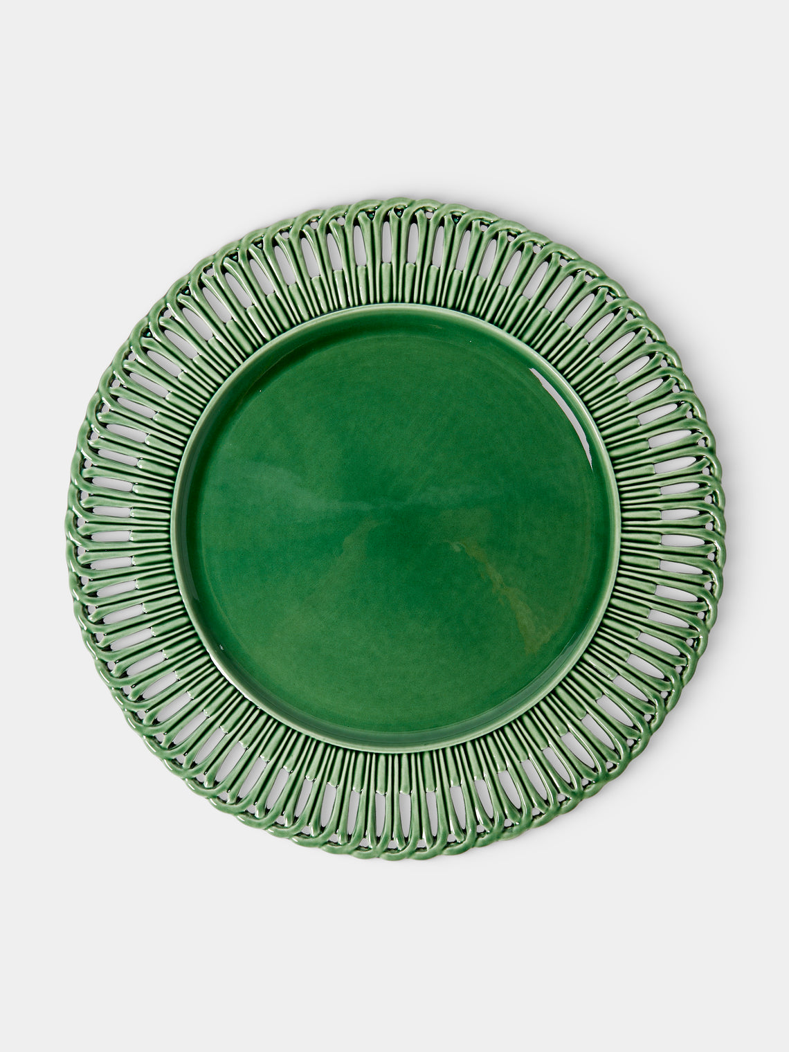 Verdolini - Arch Openwork Hand-Painted Ceramic Charger Plate (14in/36cm) - Green - ABASK- 