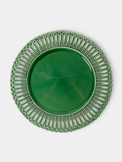 Verdolini - Arch Openwork Hand-Painted Ceramic Charger Plate (14in/36cm) - Green - ABASK- 
