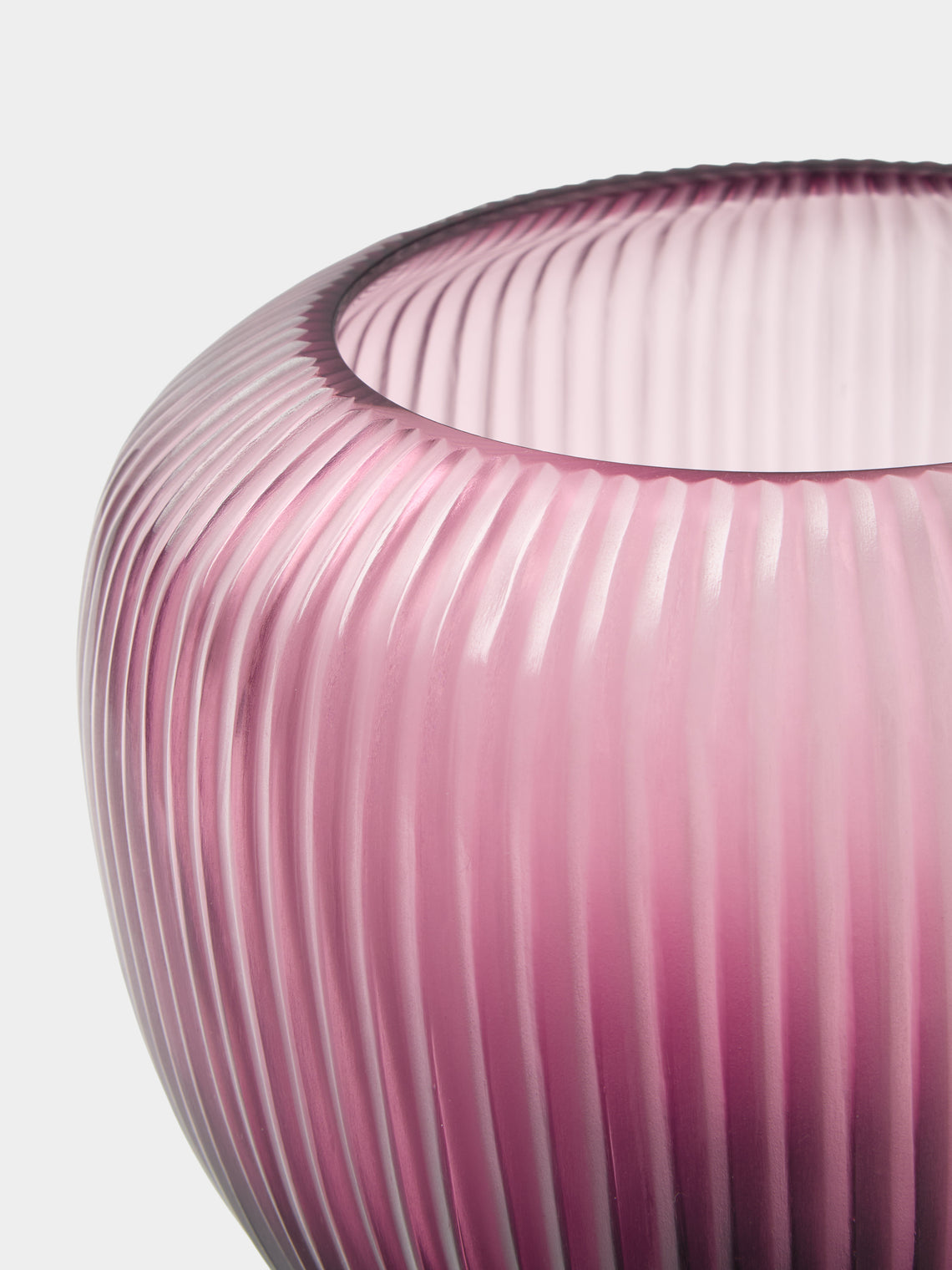 Micheluzzi Glass - Goccia Ametista Righe Hand-Blown Murano Glass Vase (8in/20cm) - Purple - ABASK