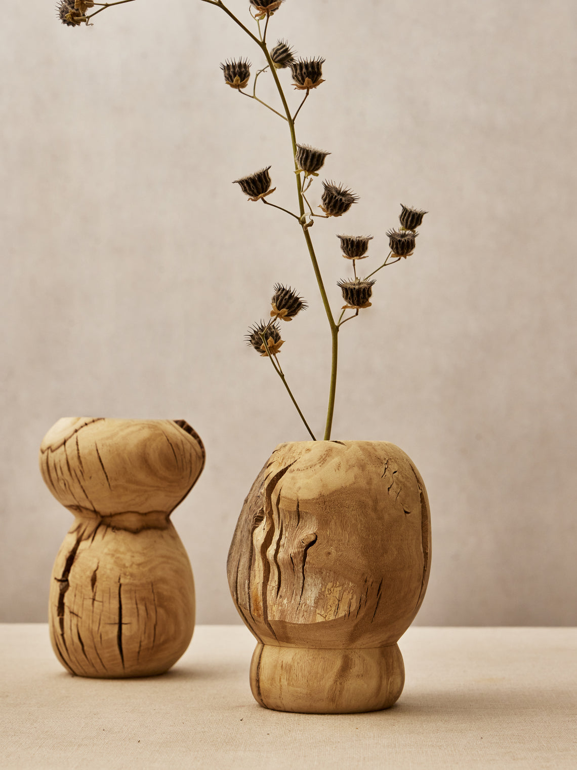 Thursday Furniture - Hand-Turned Fig Vase (7.5in/19cm) - Natural - ABASK
