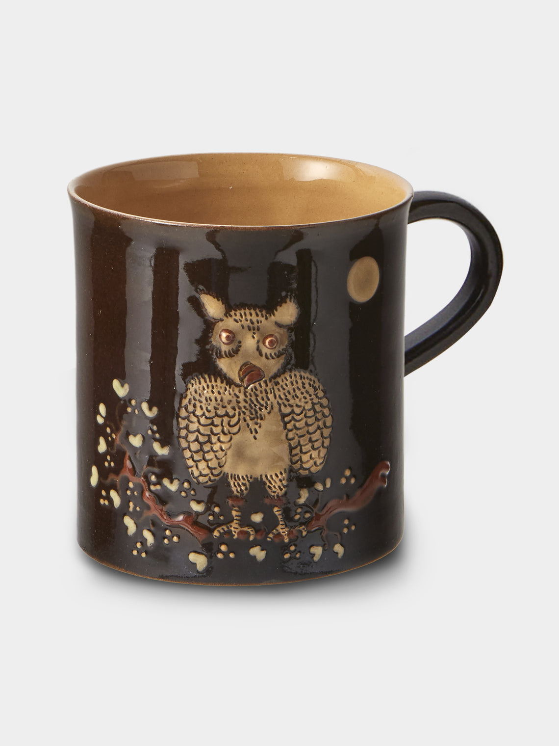 Poterie d’Évires - Animals Hand-Painted Ceramic Mugs (Set of 4) - Dark Brown - ABASK