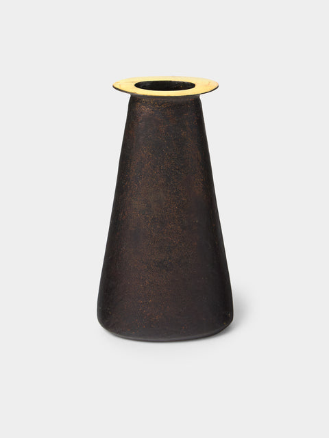 Carl Auböck - Collar Brass Bud Vase (5in/12.5cm) - Black - ABASK - 
