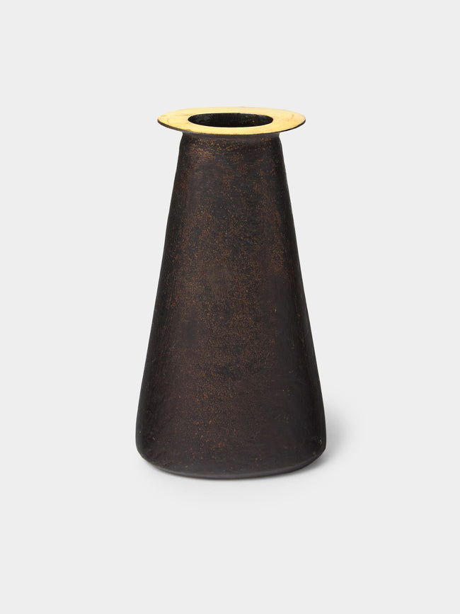 Carl Auböck - Collar Brass Bud Vase (5in/12.5cm) - Black - ABASK - 