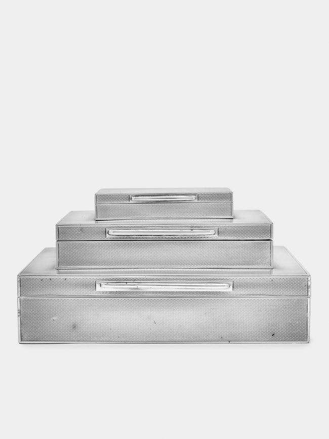 Antique and Vintage - 1950s Three-Tier Sterling Silver Cigar and Cigarette Box - Silver - ABASK - 