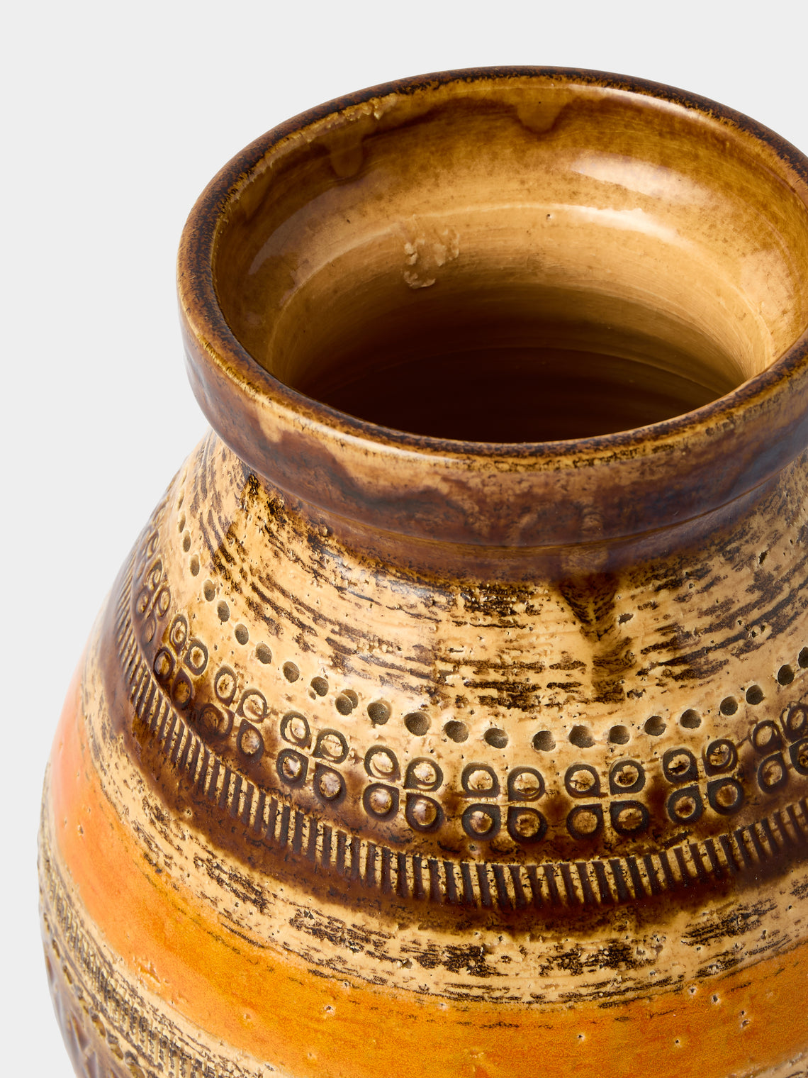 Antique and Vintage - 1970s Bitossi Ceramiche Sahara Ceramic Vase (8in/21cm) - Brown - ABASK