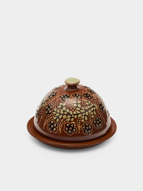 Poterie d’Évires - Flowers Hand-Painted Ceramic Small Lidded Butter Dish - Light brown - ABASK - 