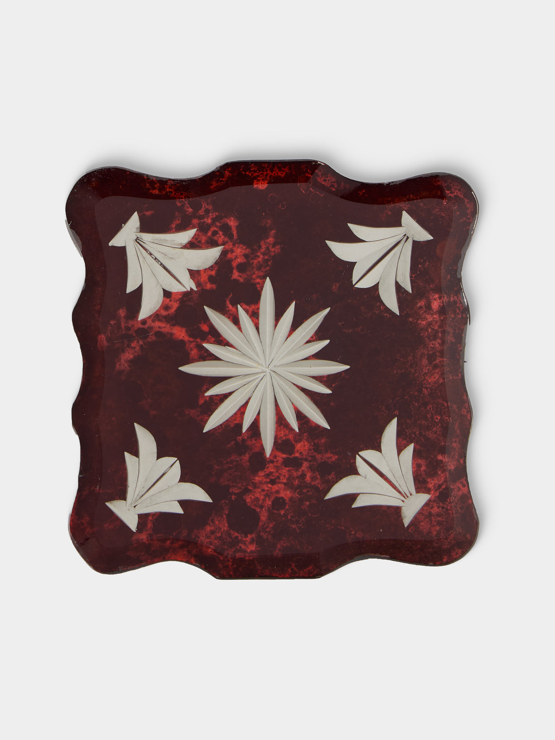 Borgo delle Tovaglie - Firenze Curio Mio Mirrored Glass Coasters (Set of 6) - Red - ABASK