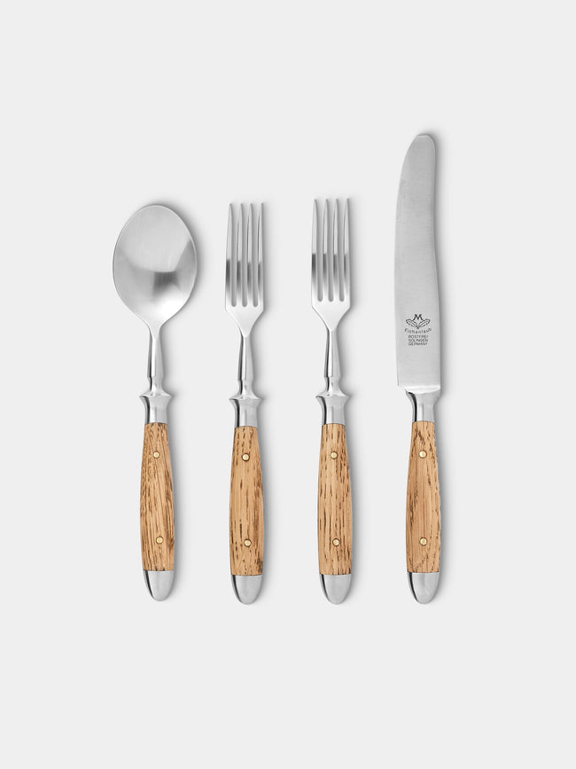 Eichenlaub - Light Oak Old German Starter/Dessert Cutlery (Set of 4) - Natural - ABASK - 