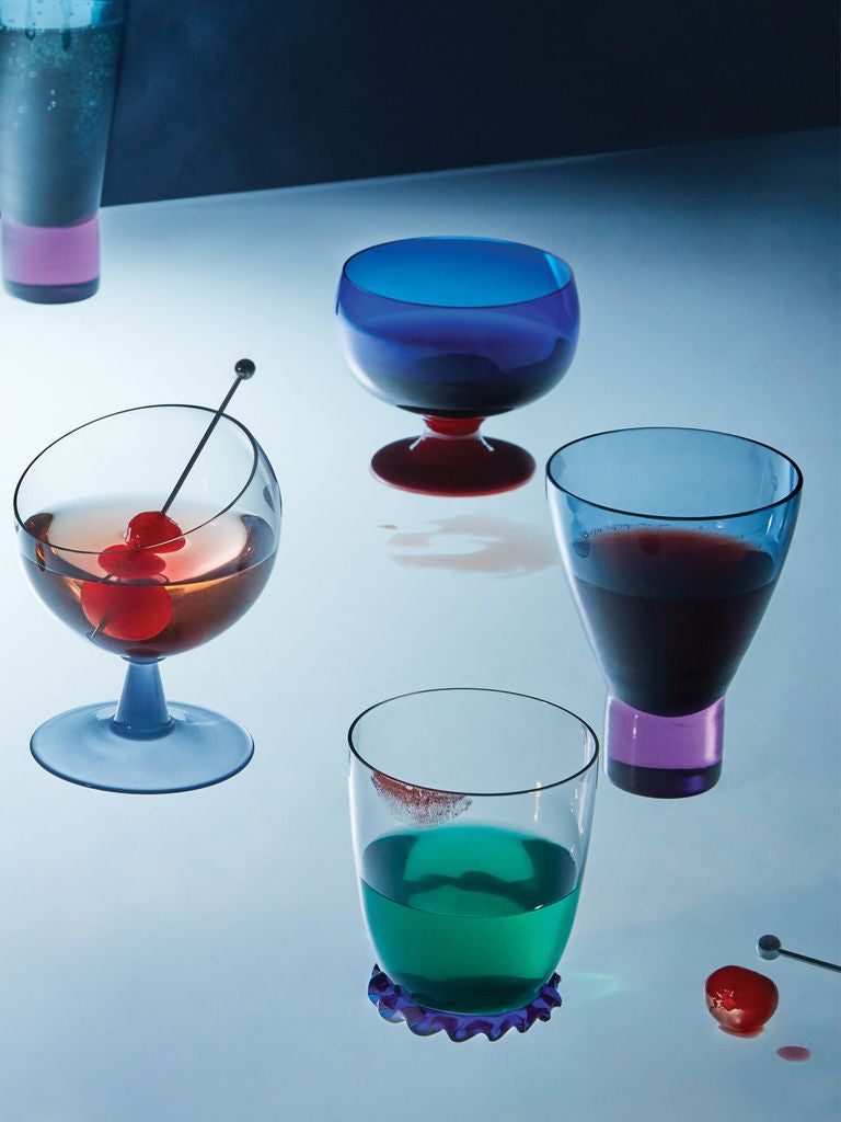 NasonMoretti - Archive Revival 1996 Hand-Blown Murano Old Fashioned Glasses (Set of 2) - Blue - ABASK