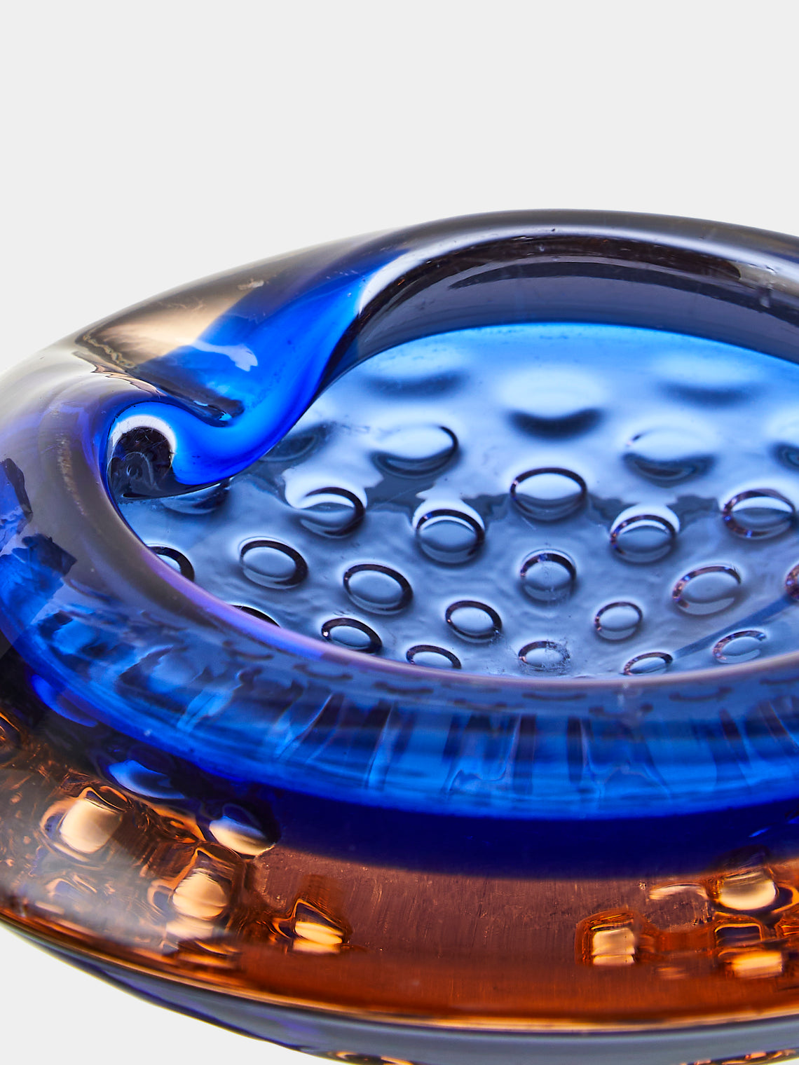 Antique and Vintage - Mid-Century Glass Ashtray - Blue - ABASK