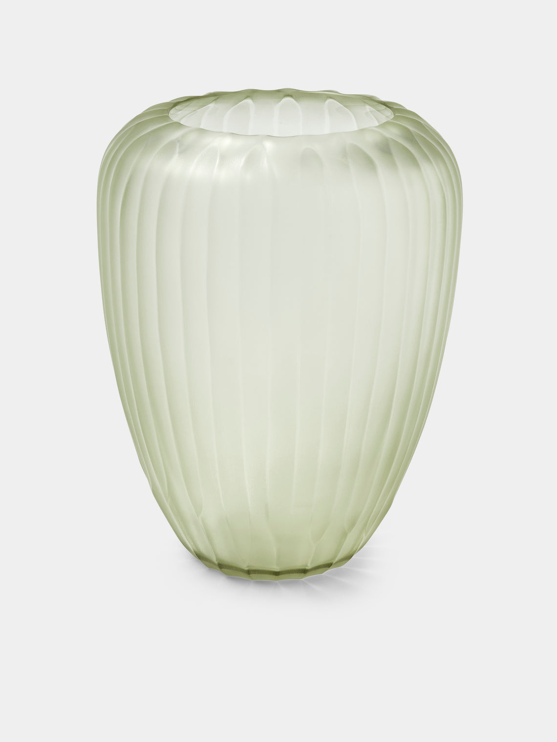 Micheluzzi Glass - Goccia Verdino Coste Hand-Blown Murano Glass Vase (9in/23cm) - Green - ABASK - 