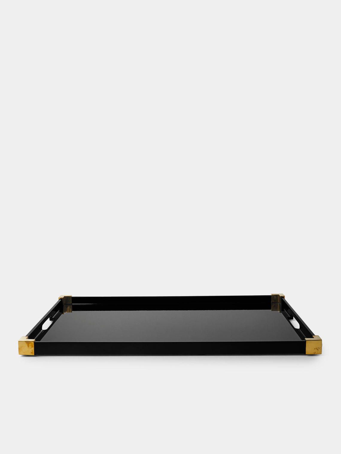 The Lacquer Company - Corners Lacquered Large Tray - Black - ABASK