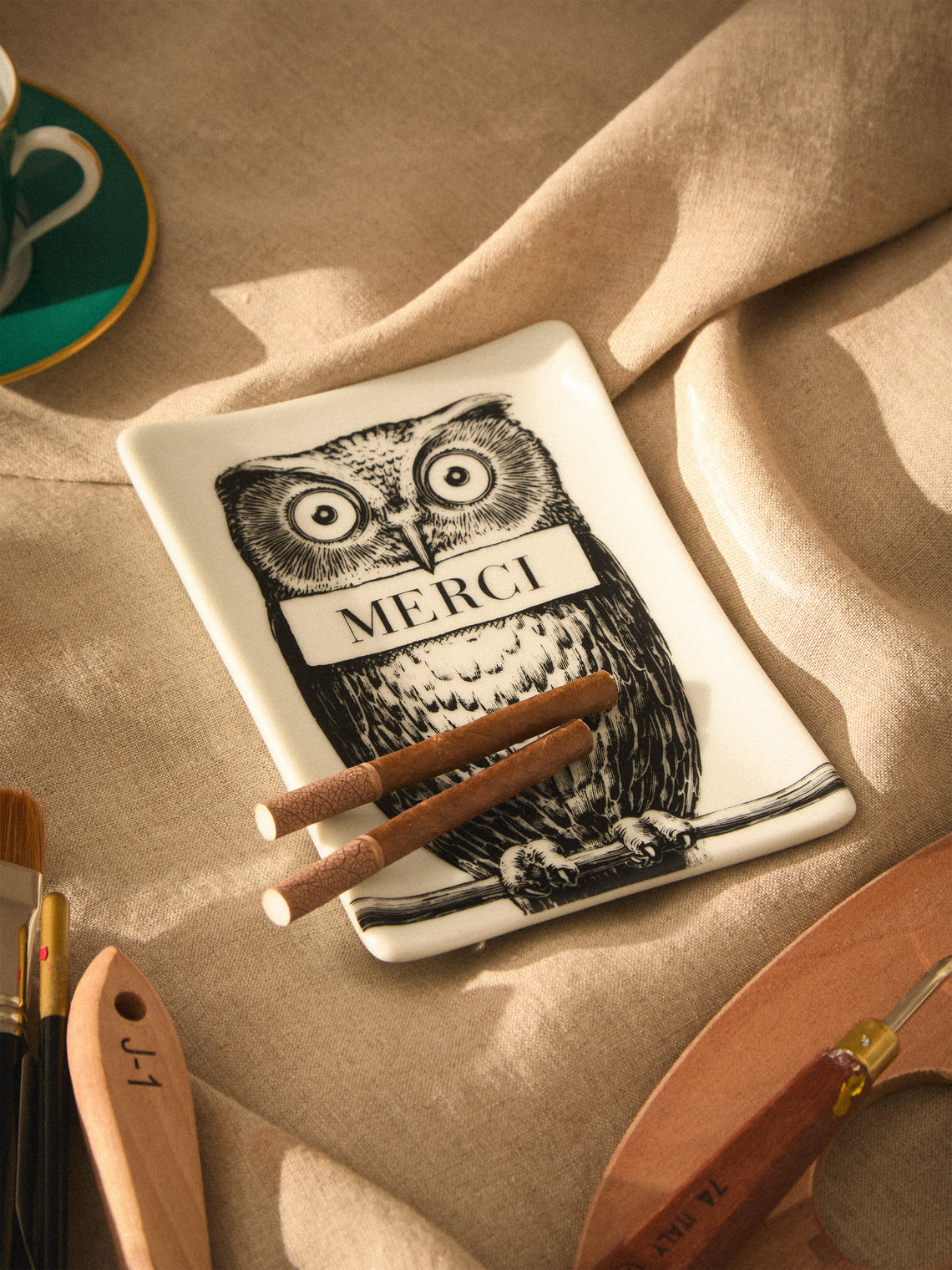 Fornasetti - Civetta Merci Porcelain Ashtray - Multiple - ABASK