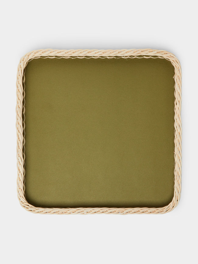 Giobagnara - Leather and Rattan Square Tray -  - ABASK