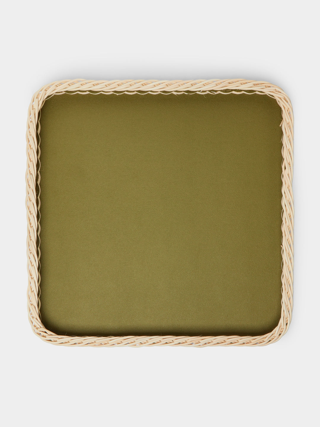 Pigment France Leather and Rattan Tray (18.5in/47cm)