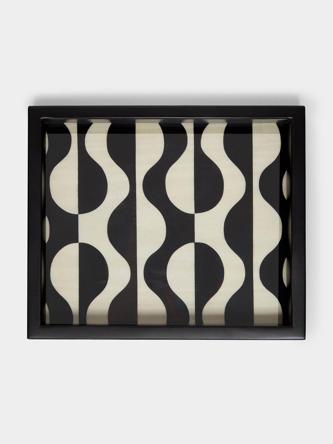 Waves Wood Inlay Tray (10.5in/27cm)
