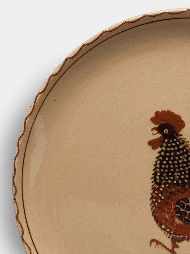 Poterie d’Évires - Chickens Hand-Painted Ceramic Dinner Plates (Set of 4) -  - ABASK
