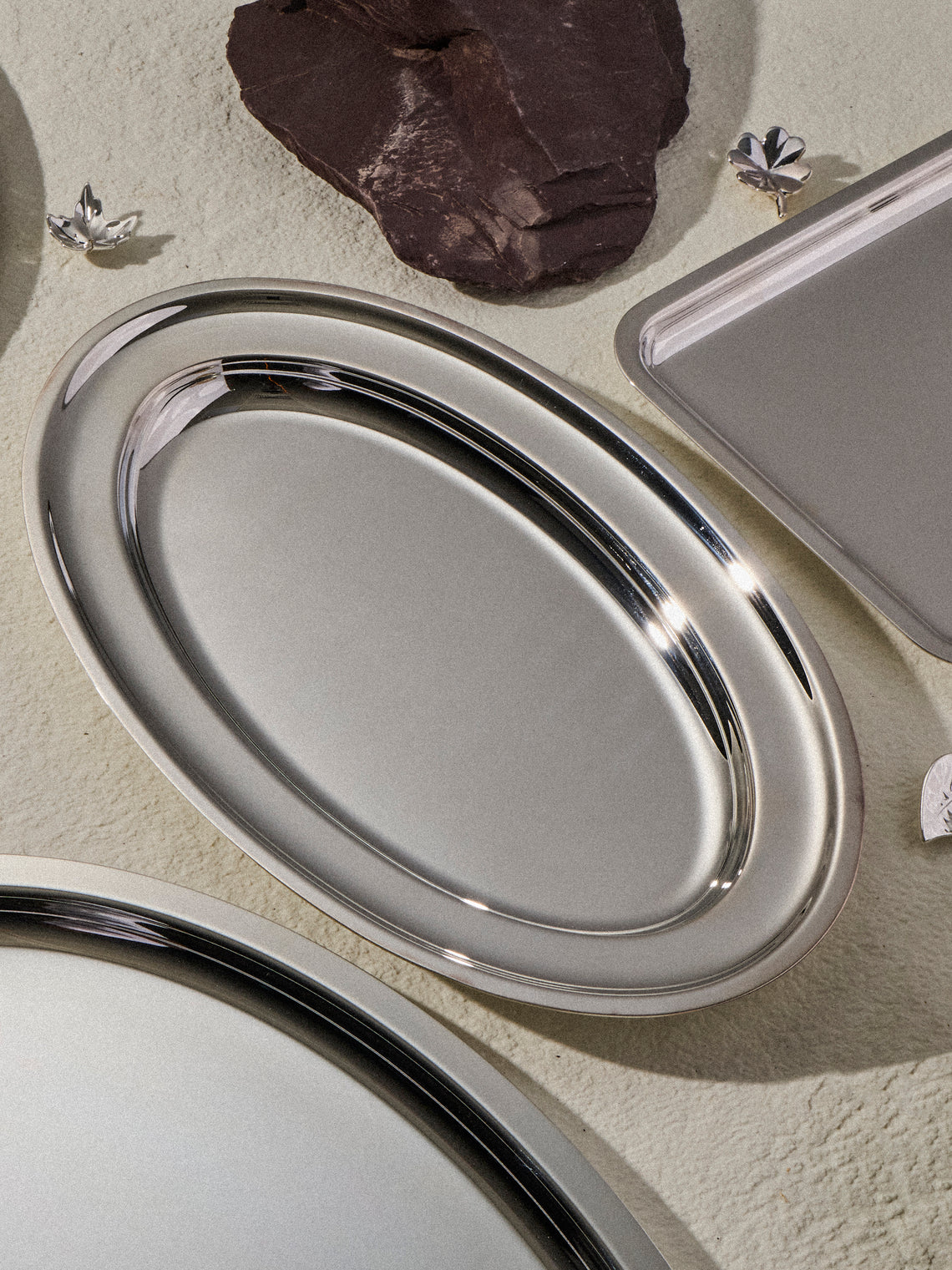 Ercuis - Silver-Plated Oval Dish (14in/35cm) - Silver - ABASK