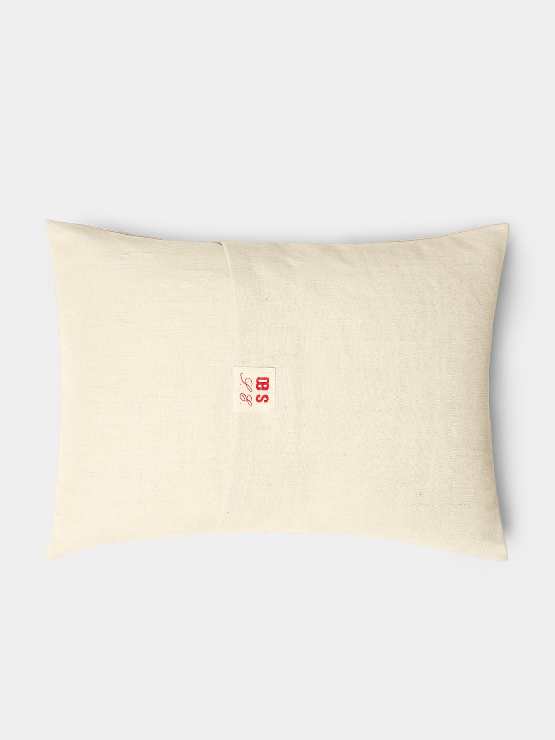 Oeuvres Sensibles - Book Hand-Embroidered Cotton and Hemp Linen Cushion (15.5in/40cm) - Cream - ABASK