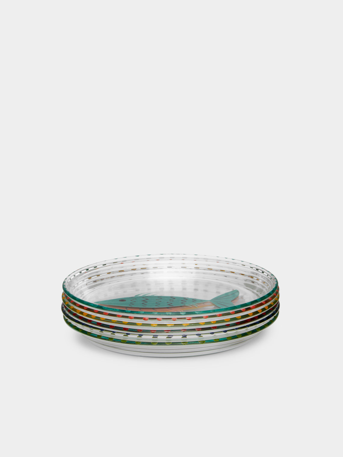 Los Vasos de Agua Clara - Fish Hand-Painted Glass Bread Plates (Set of 6) -  - ABASK