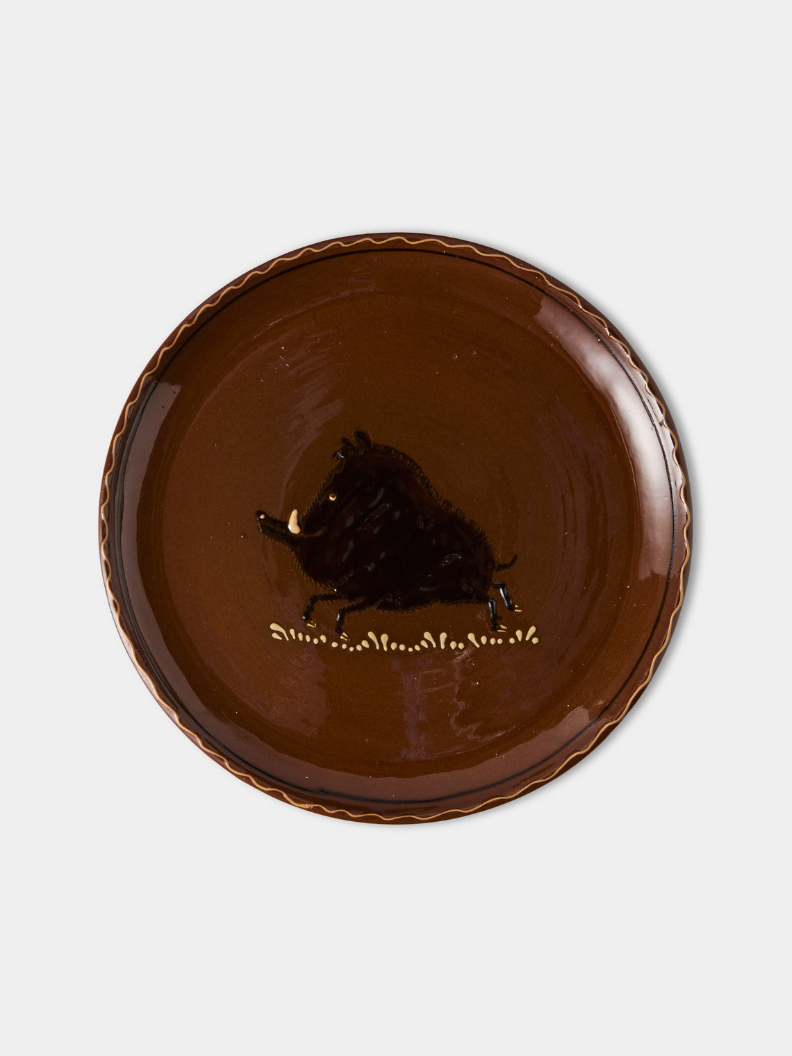 Poterie d’Évires - Animals Hand-Painted Ceramic Dinner Plates – 9.5in/24cm (Set of 6) - Brown - ABASK