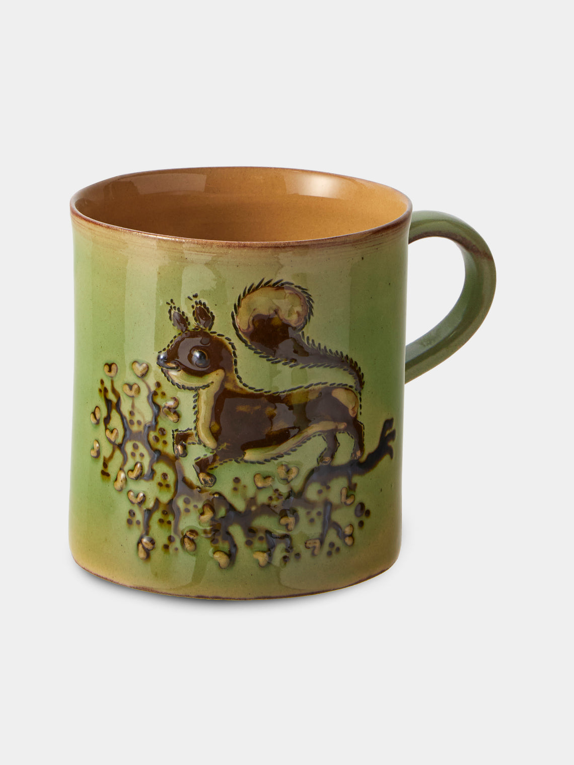 Poterie d’Évires - Animals Hand-Painted Ceramic Mugs (Set of 4) - Green - ABASK